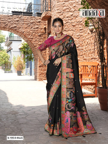 Black Dola Silk Saree